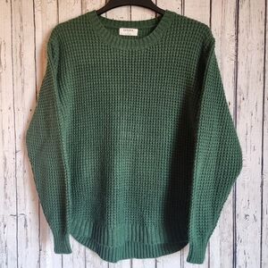 Zenana Women’s Waffle Knit Sweater Size Small Hunter Forest Green Grandpa